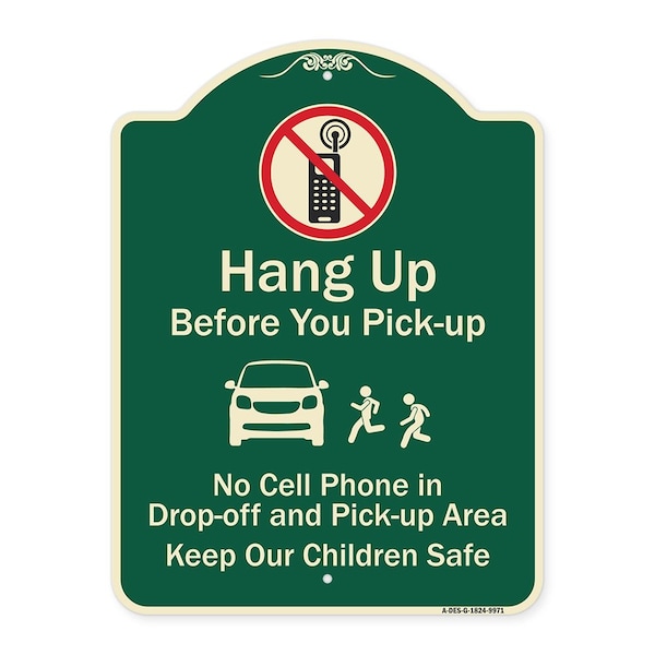 Signmission Designer Series-Hang-up Before You Pick-up Green Heavy-Gauge Aluminum, 24" x 18", G-1824-9971 A-DES-G-1824-9971 - main